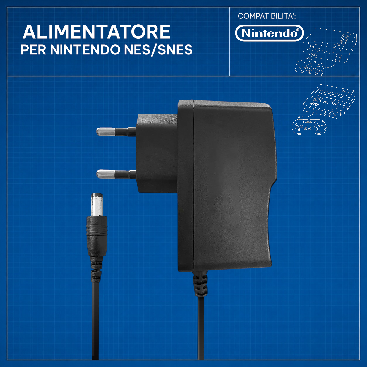 Nintendo - Alimentatore Compatibile per Nintendo NES / SNES