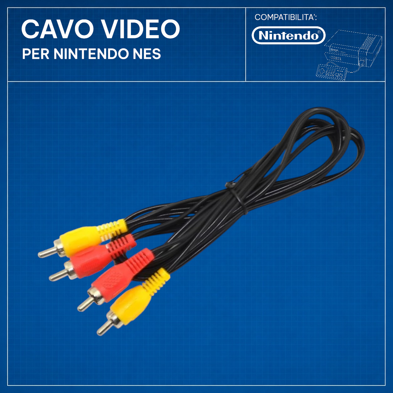 Cavo Video AV RCA Compatibile per Nintendo Entertainment System (NES)
