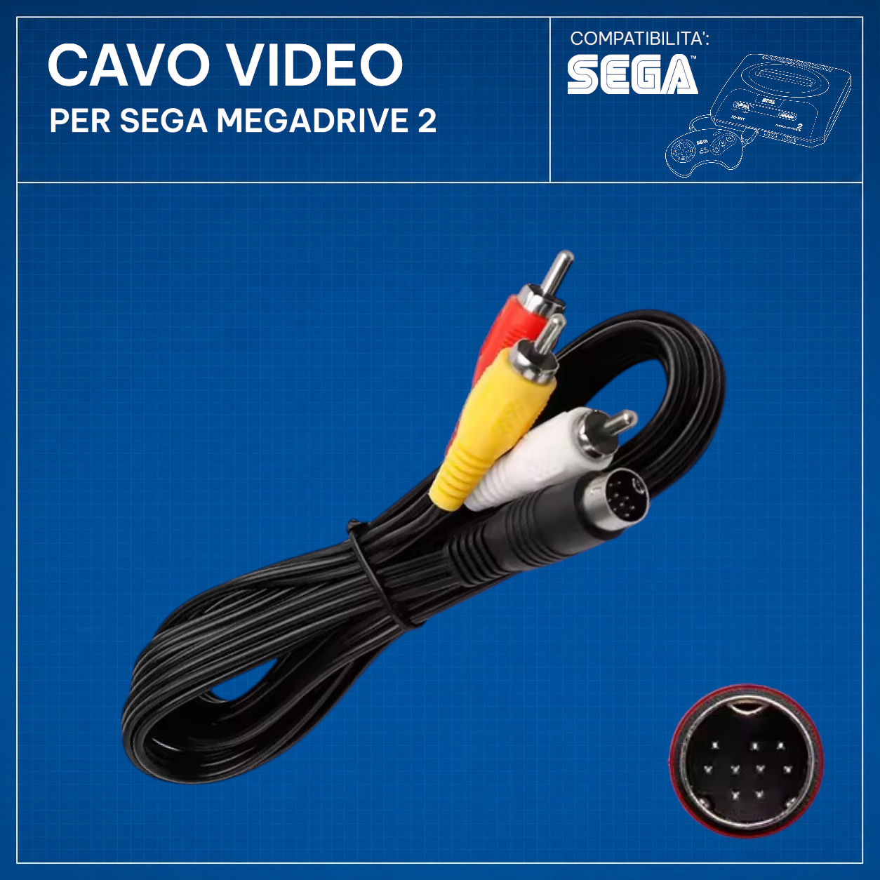 SEGA – Cavo Video AV Compatibile – Mega Drive 2