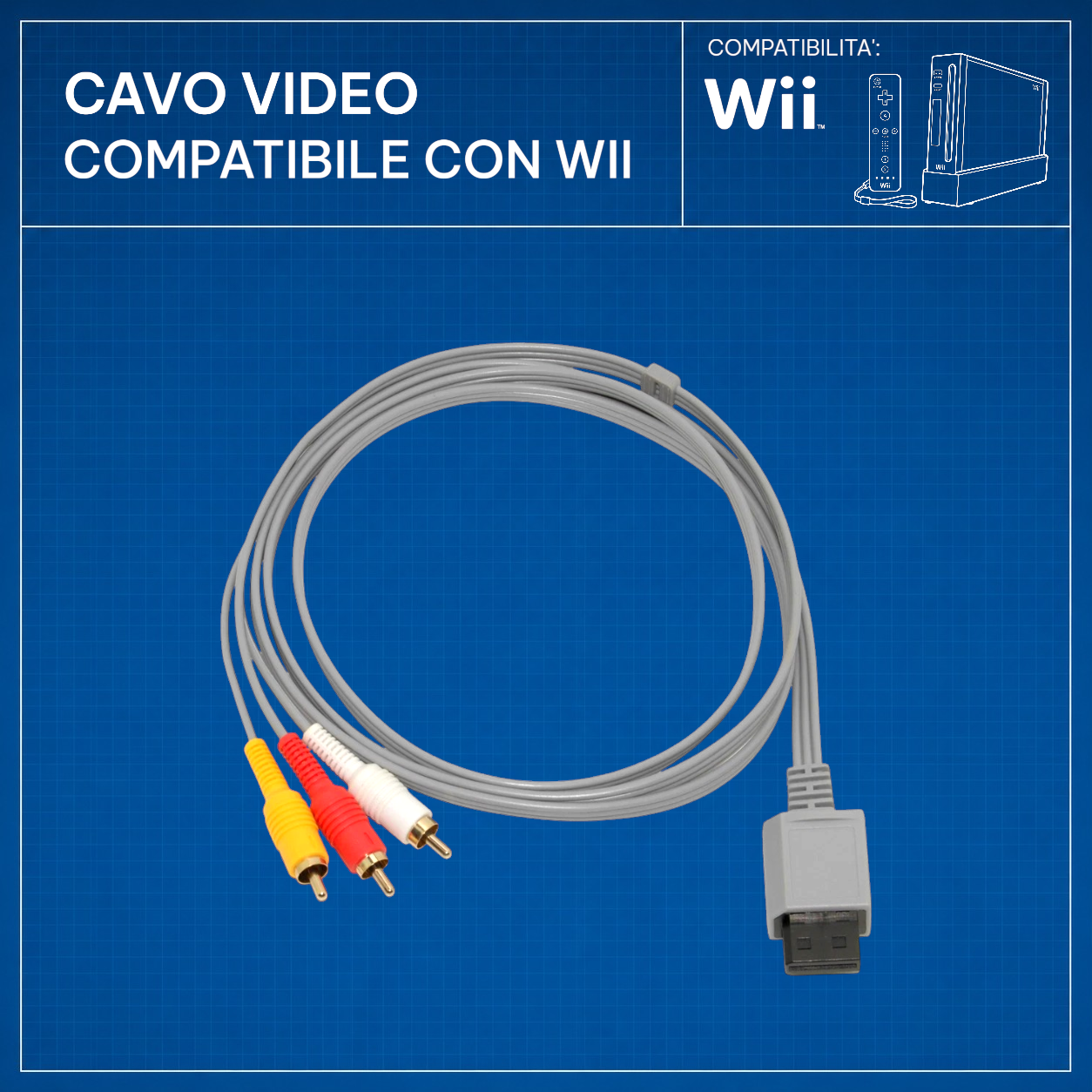 Cavo Video AV RCA Compatibile Nintendo Wii