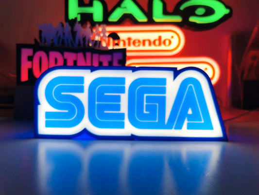 Insegna LED Retro – Logo SEGA Luminoso – Gaming Room Decor