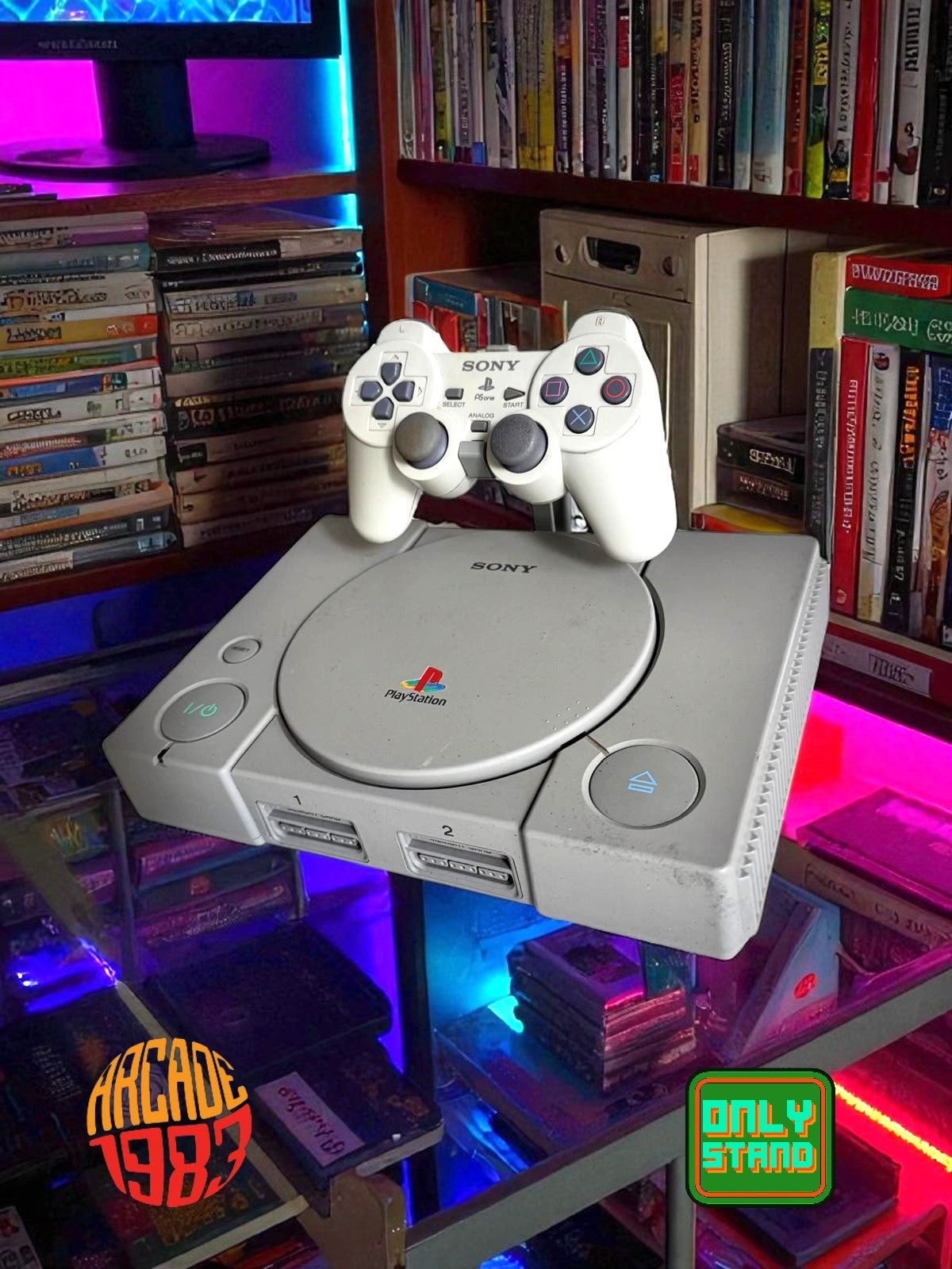Stand/Espositore per Play Station 1 con Controller analogico