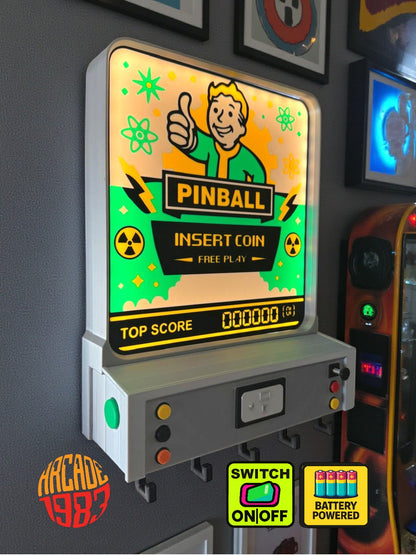Arcade / Pinball Key Holder – Portachiavi da Parete Retroilluminato – Arcade Style