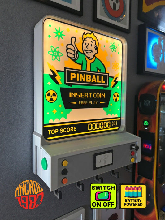 Arcade / Pinball Key Holder – Portachiavi da Parete Retroilluminato – Arcade Style