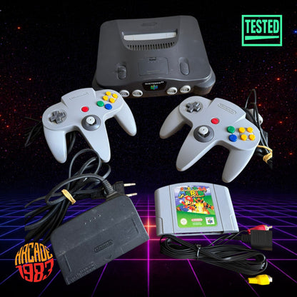 Nintendo 64 – Console with 2 Original Controllers + Super Mario 64