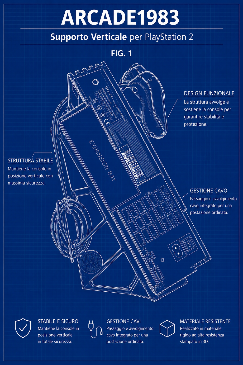 Stand/Espositore per Play Station 2 Fat (verticale / orizzontale)