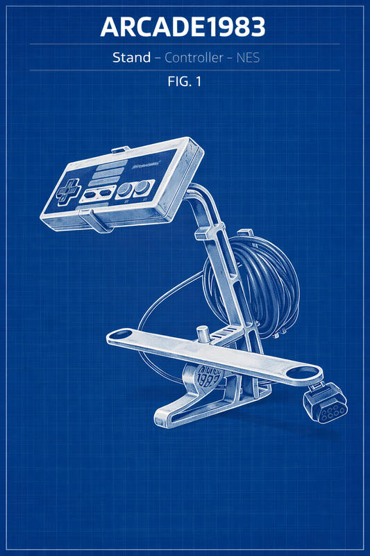 Stand/Espositore per Nintendo Entertainment System (NES) e il suo Gamepad