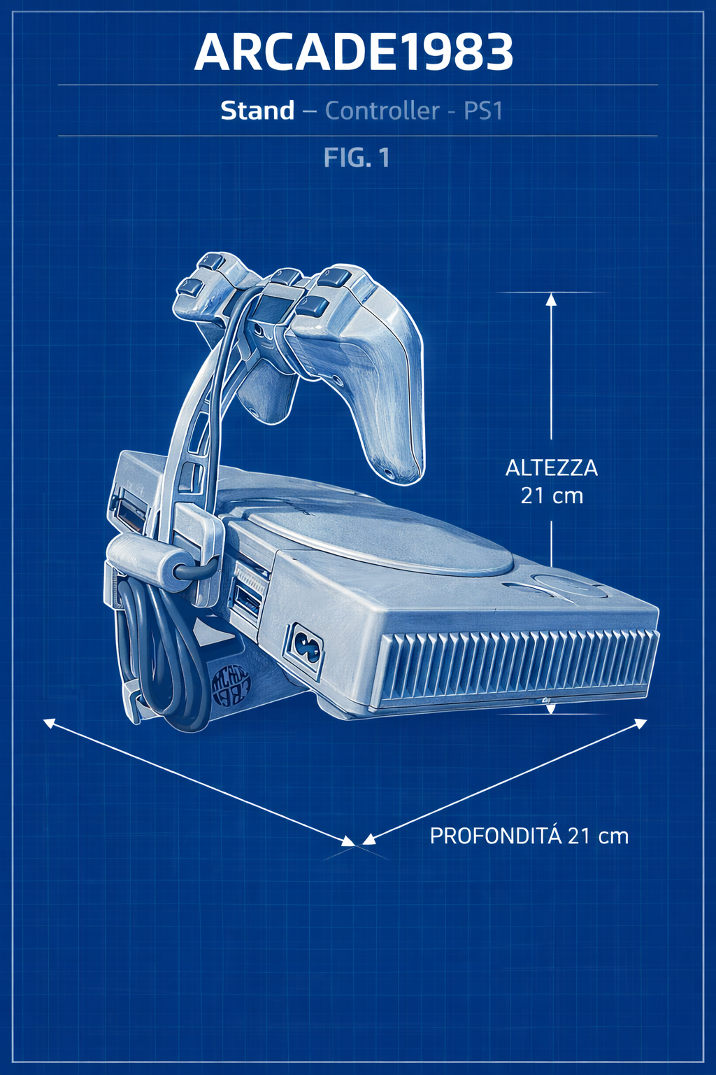 Stand/Espositore per Play Station 1 con Controller Classic (no analogico)