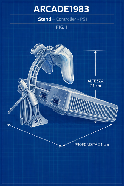 Stand/Espositore per Play Station 1 con Controller analogico
