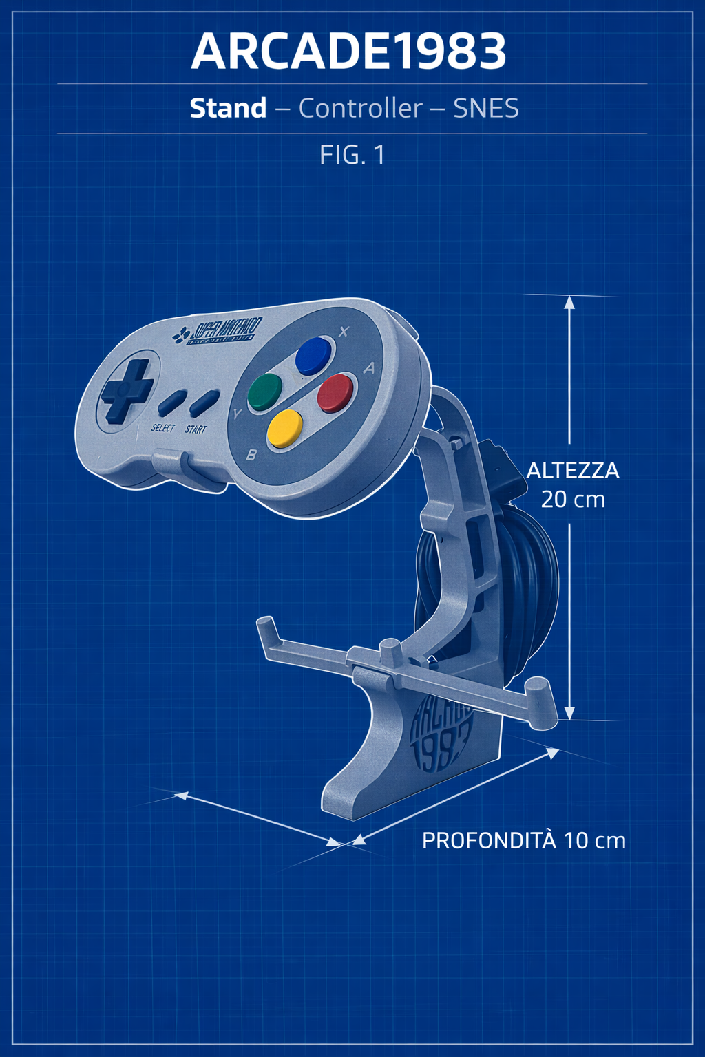 Stand/Espositore per Super Nintendo (SNES) e il suo Gamepad