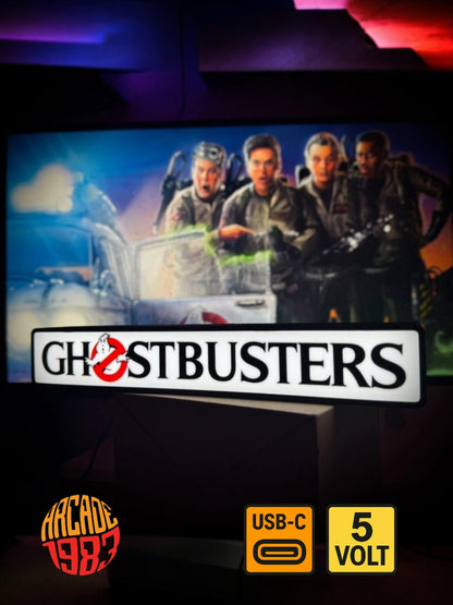 Insegna LED Retro – Logo Ghostbusters esteso – USB